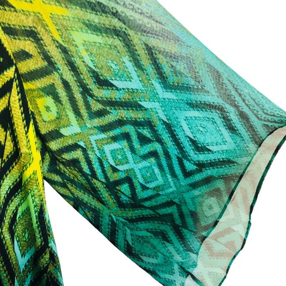 Style & Co Women's Plus Size Tunic Size 3X Green Diamond Flowy Drape Wide Sleeve - Picture 7 of 9